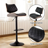 Table & Bar Stools: Artiss Bar Stools Kitchen Dining Chairs Gas Lift Stool Wooden Leather Black
