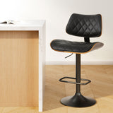 Table & Bar Stools: Artiss Bar Stools Kitchen Dining Chairs Gas Lift Stool Wooden Leather Black