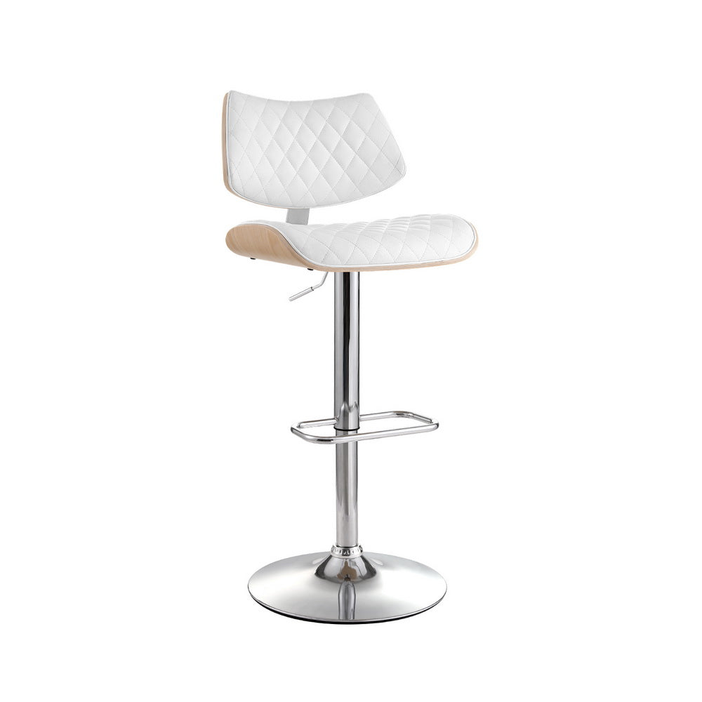 Table & Bar Stools: Artiss Bar Stools Kitchen Dining Chairs Gas Lift Stool Wooden Leather White