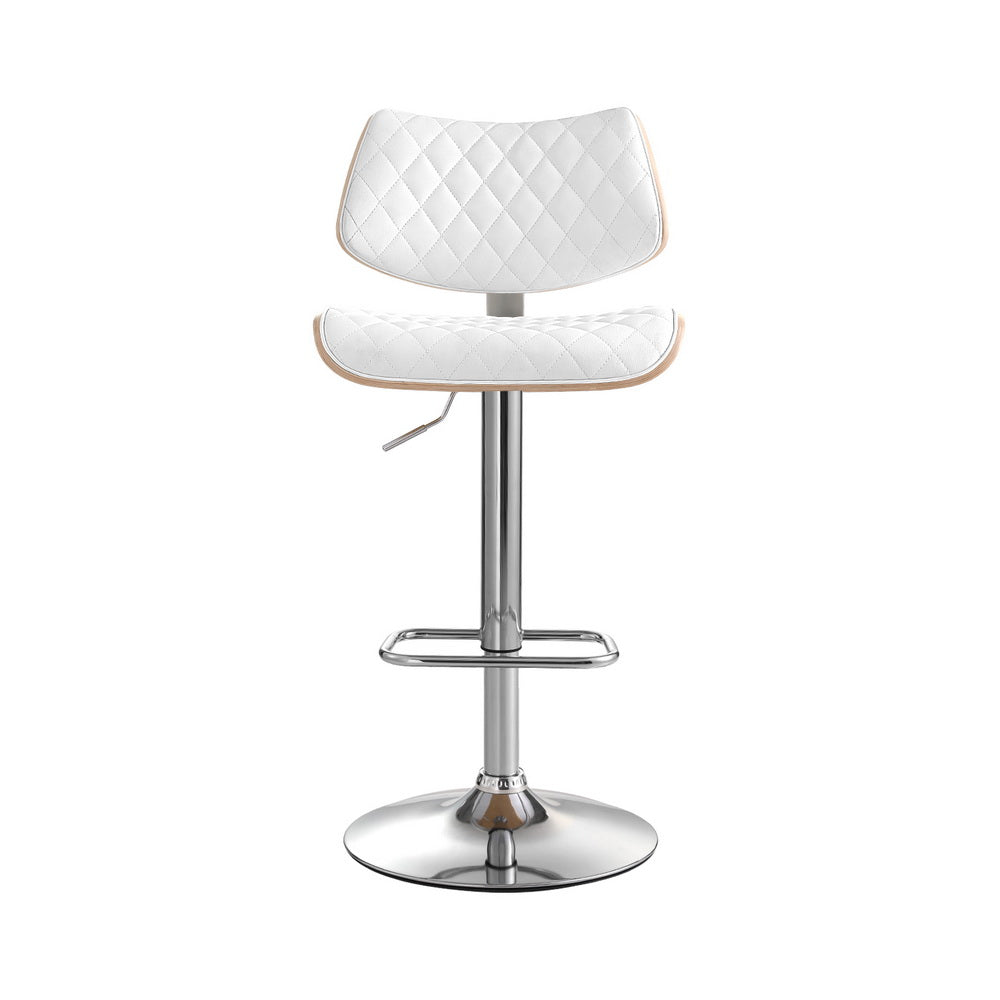 Table & Bar Stools: Artiss Bar Stools Kitchen Dining Chairs Gas Lift Stool Wooden Leather White