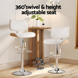 Table & Bar Stools: Artiss Bar Stools Kitchen Dining Chairs Gas Lift Stool Wooden Leather White