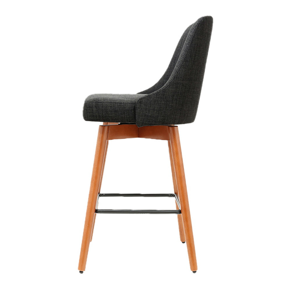 Table & Bar Stools: Artiss 2x Bar Stools Swivel Seat Wooden Charcoal