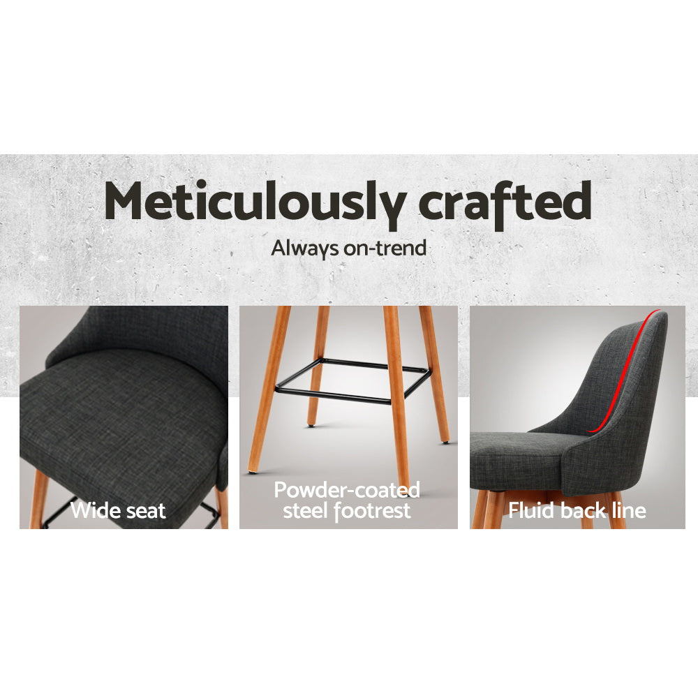 Table & Bar Stools: Artiss 2x Bar Stools Swivel Seat Wooden Charcoal