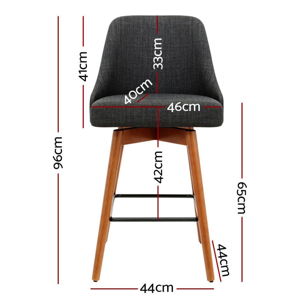 Table & Bar Stools: Artiss 4x Bar Stools Swivel Seat Wooden Charcoal