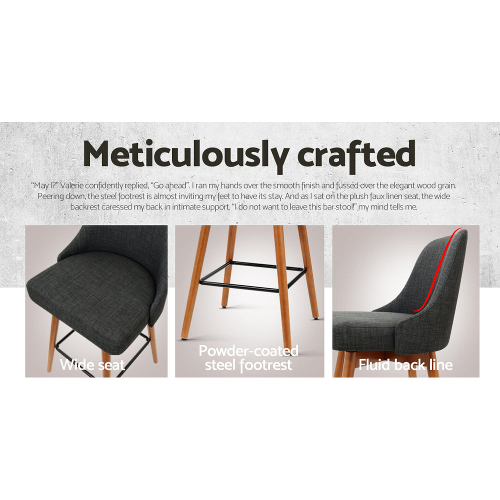 Table & Bar Stools: Artiss 4x Bar Stools Swivel Seat Wooden Charcoal