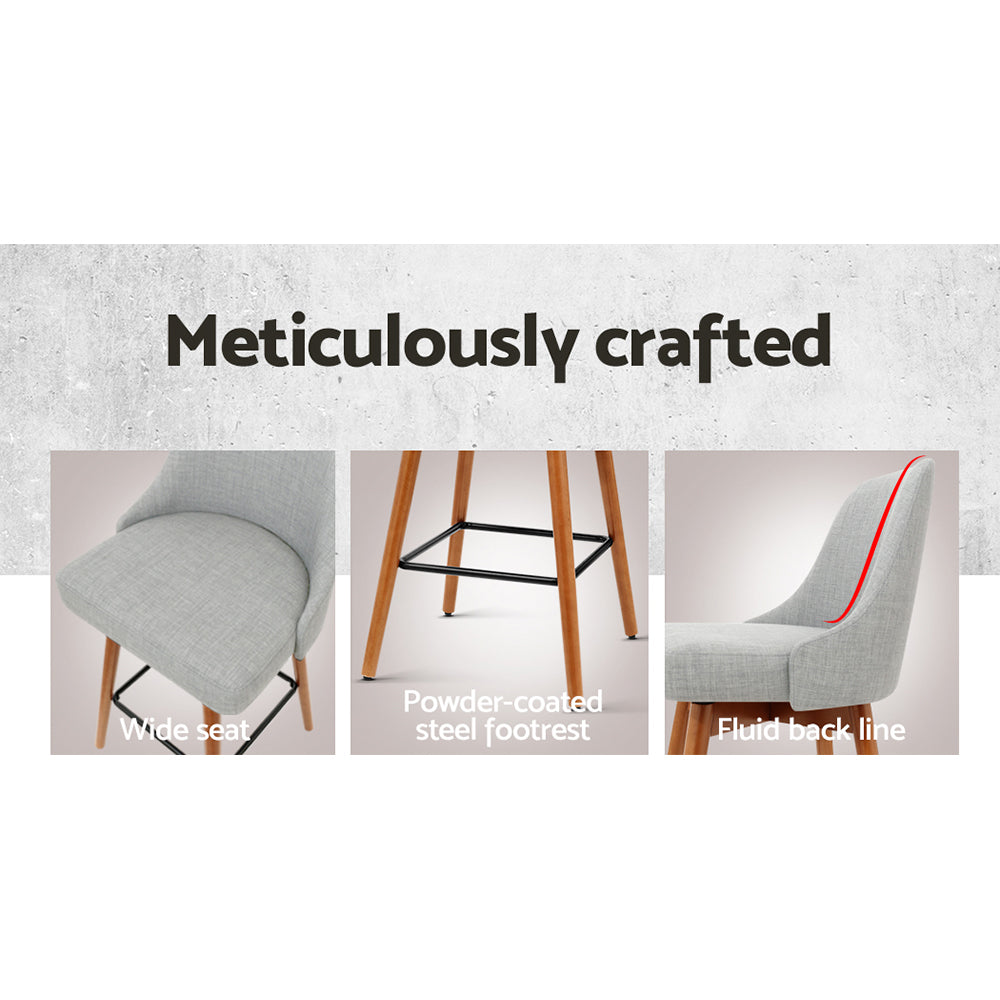 Table & Bar Stools: Artiss 2x Bar Stools Swivel Seat Wooden Grey
