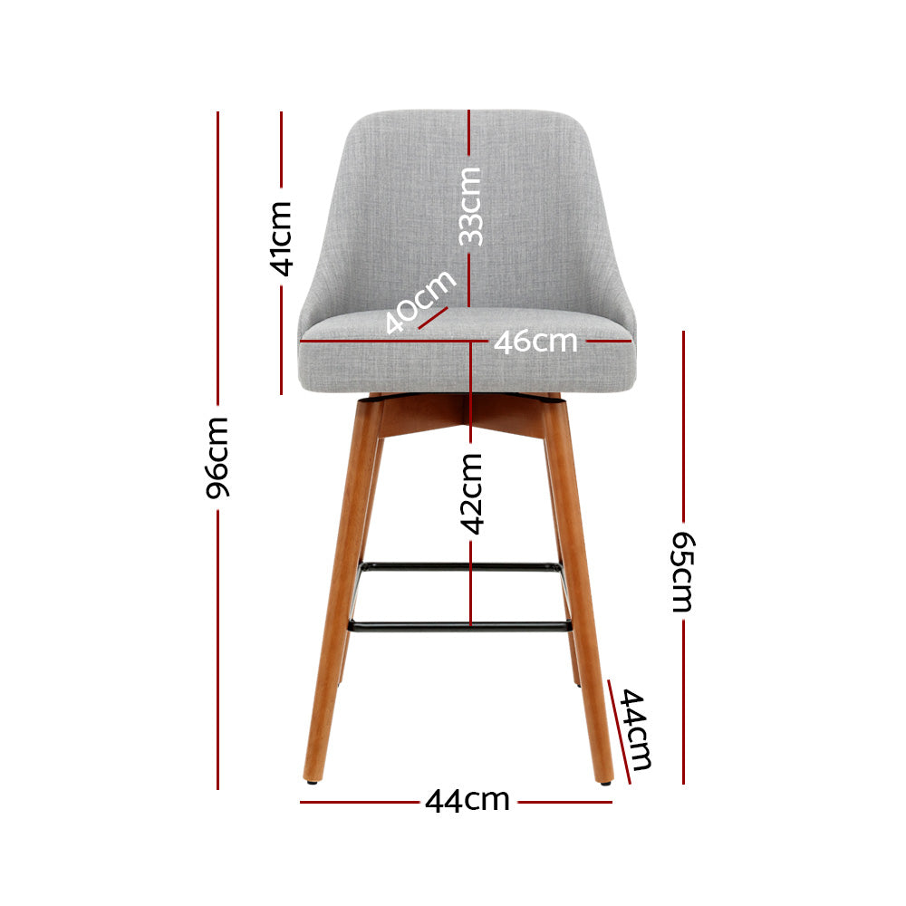 Table & Bar Stools: Artiss 4x Bar Stools Swivel Seat Wooden Grey