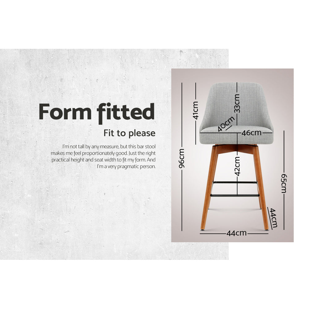 Table & Bar Stools: Artiss 4x Bar Stools Swivel Seat Wooden Grey