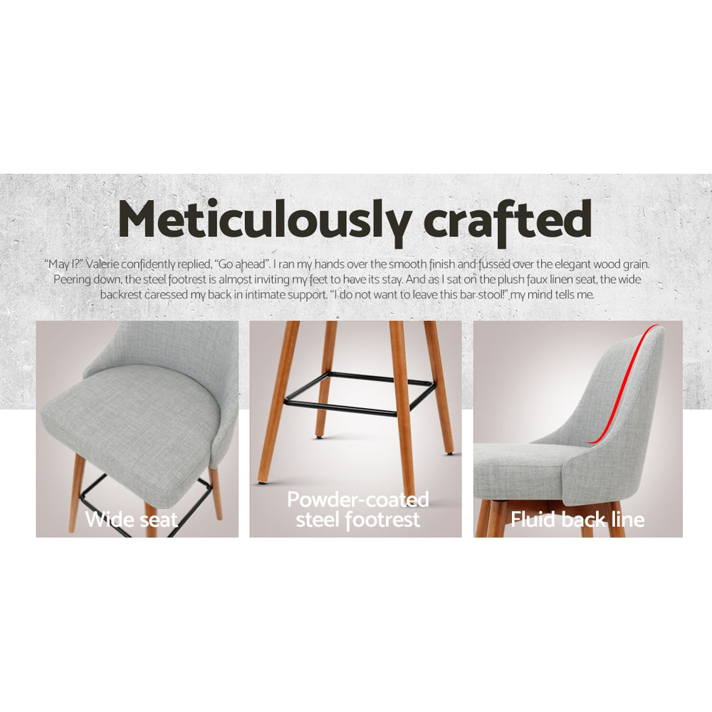 Table & Bar Stools: Artiss 4x Bar Stools Swivel Seat Wooden Grey