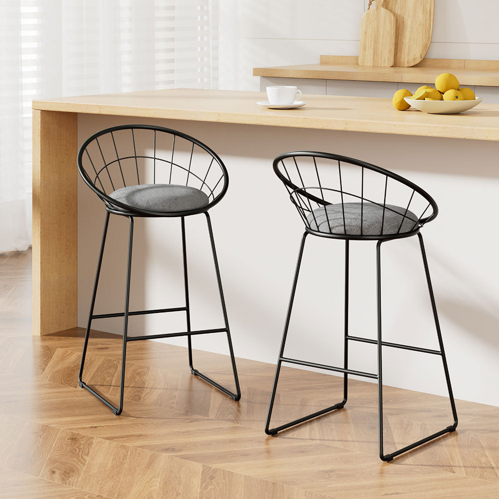Table & Bar Stools: Artiss 2x Bar Stools Padded Seat Metal