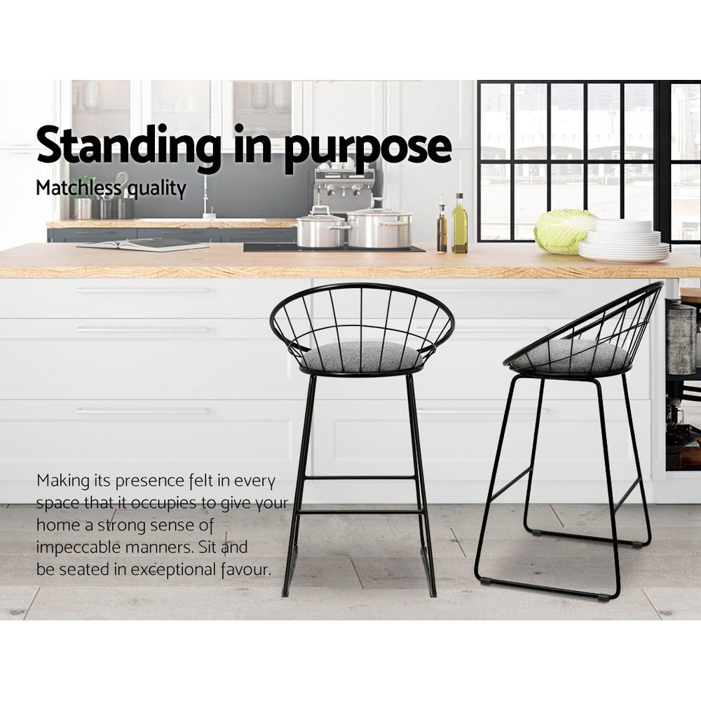 Table & Bar Stools: Artiss 2x Bar Stools Padded Seat Metal