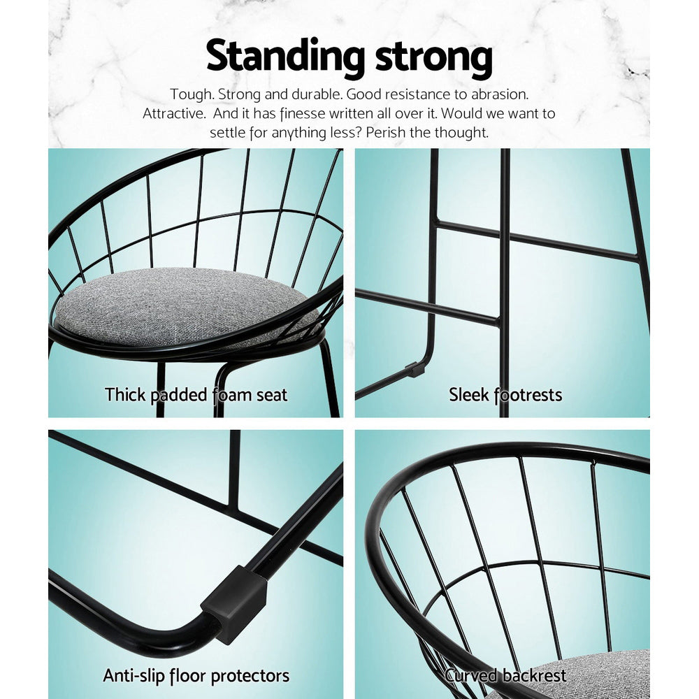 Table & Bar Stools: Artiss 2x Bar Stools Padded Seat Metal