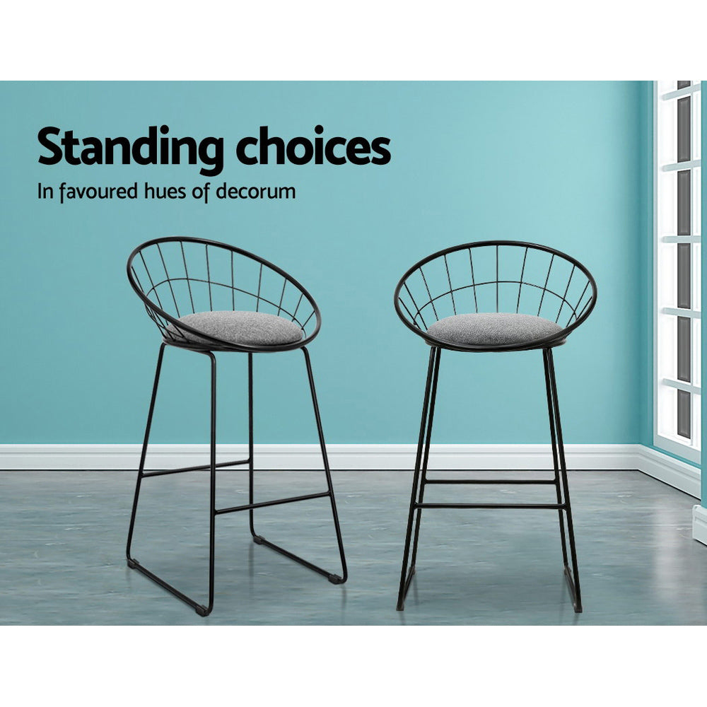 Table & Bar Stools: Artiss 2x Bar Stools Padded Seat Metal