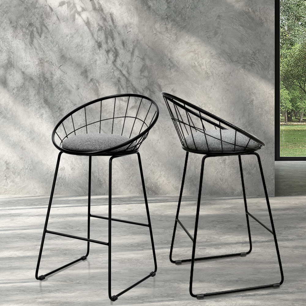 Table & Bar Stools: Artiss 2x Bar Stools Padded Seat Metal