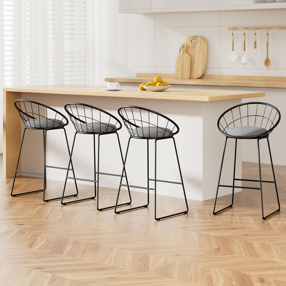 Table & Bar Stools: Artiss 4x Bar Stools Padded Seat Metal