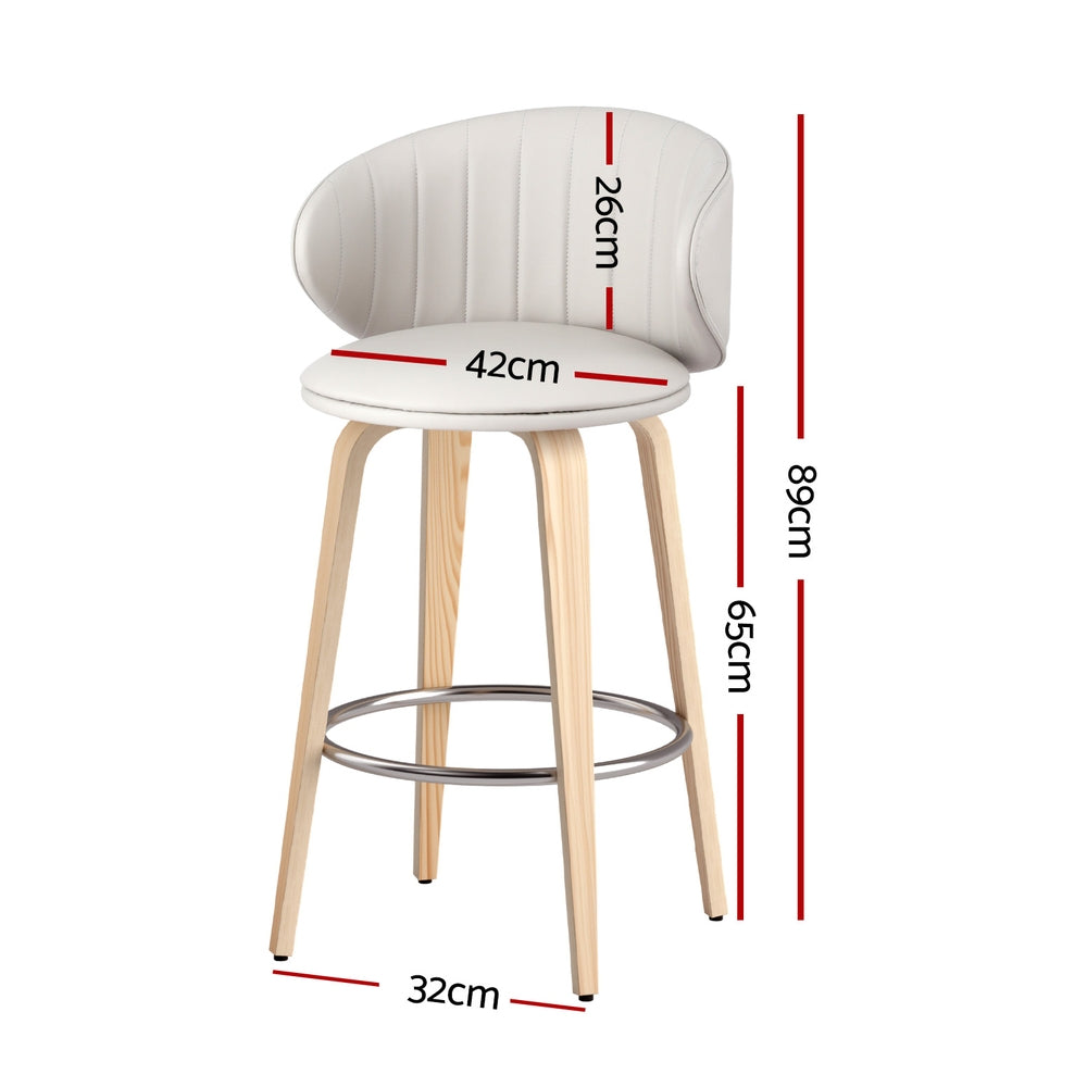 Table & Bar Stools: 2x Artiss Bar Stools Dining Chairs Contoured Leather Wood Stool