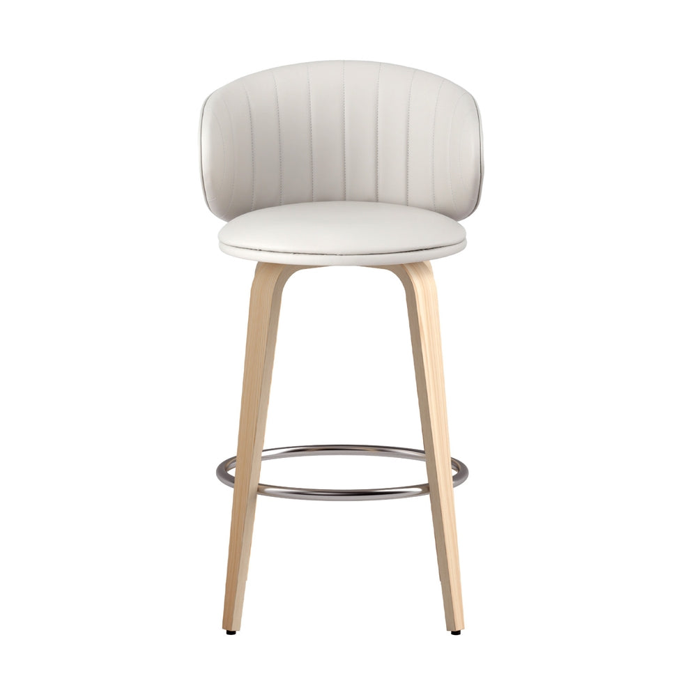 Table & Bar Stools: 2x Artiss Bar Stools Dining Chairs Contoured Leather Wood Stool