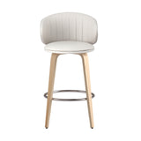 2x Artiss Bar Stools Dining Chairs Contoured Leather Wood Stool