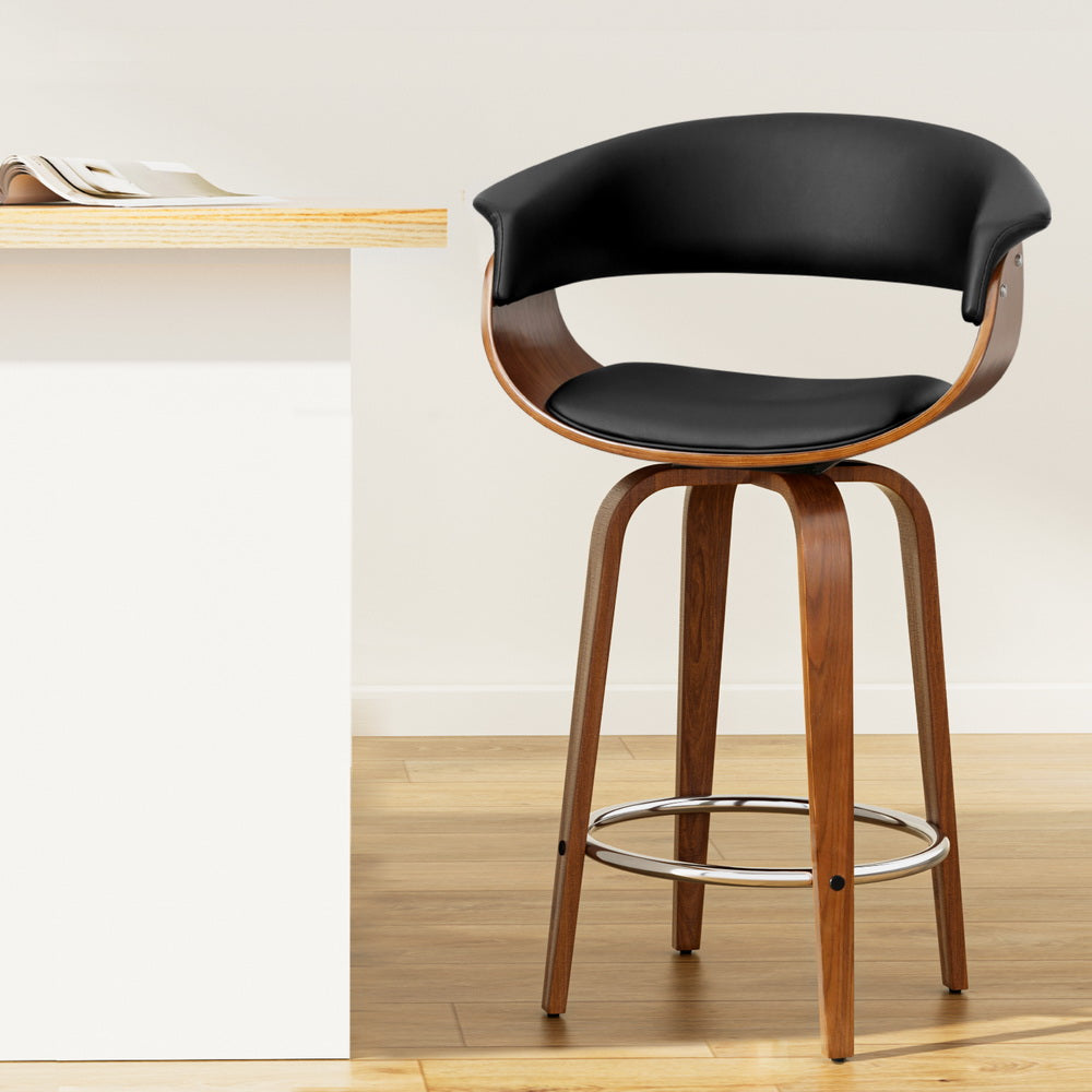 Table & Bar Stools: Artiss Bar Stools Swivel PU Seat Wooden