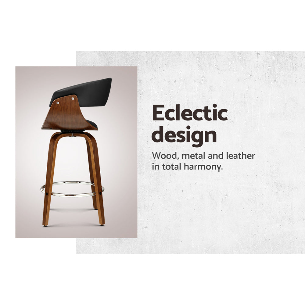 Table & Bar Stools: Artiss Bar Stools Swivel PU Seat Wooden