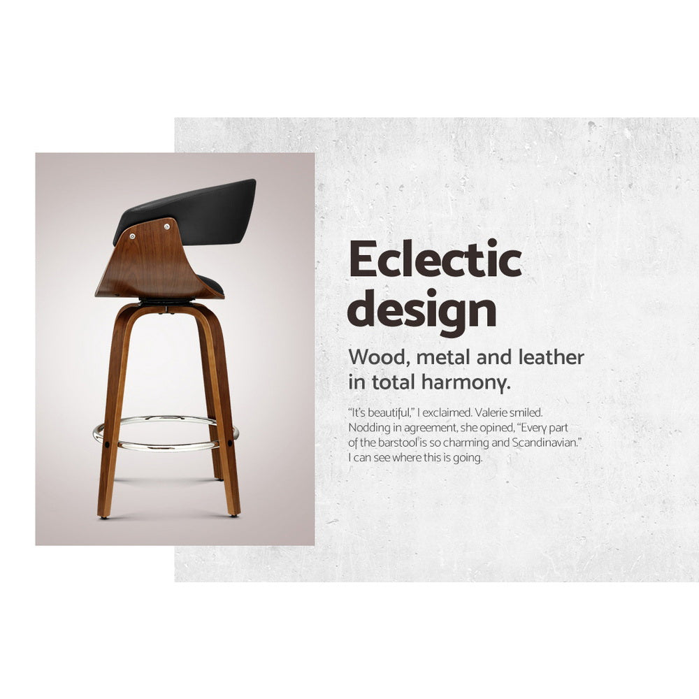 Table & Bar Stools: Artiss 2x Bar Stools Swivel PU Seat Wooden