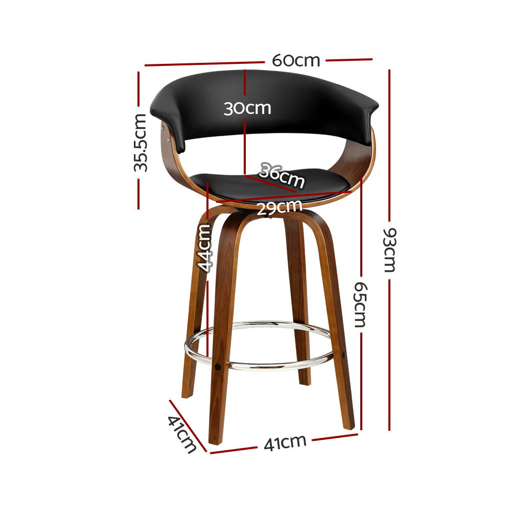 Table & Bar Stools: Artiss 4x Bar Stools Swivel PU Seat Wooden