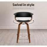 Artiss 4x Bar Stools Swivel PU Seat Wooden