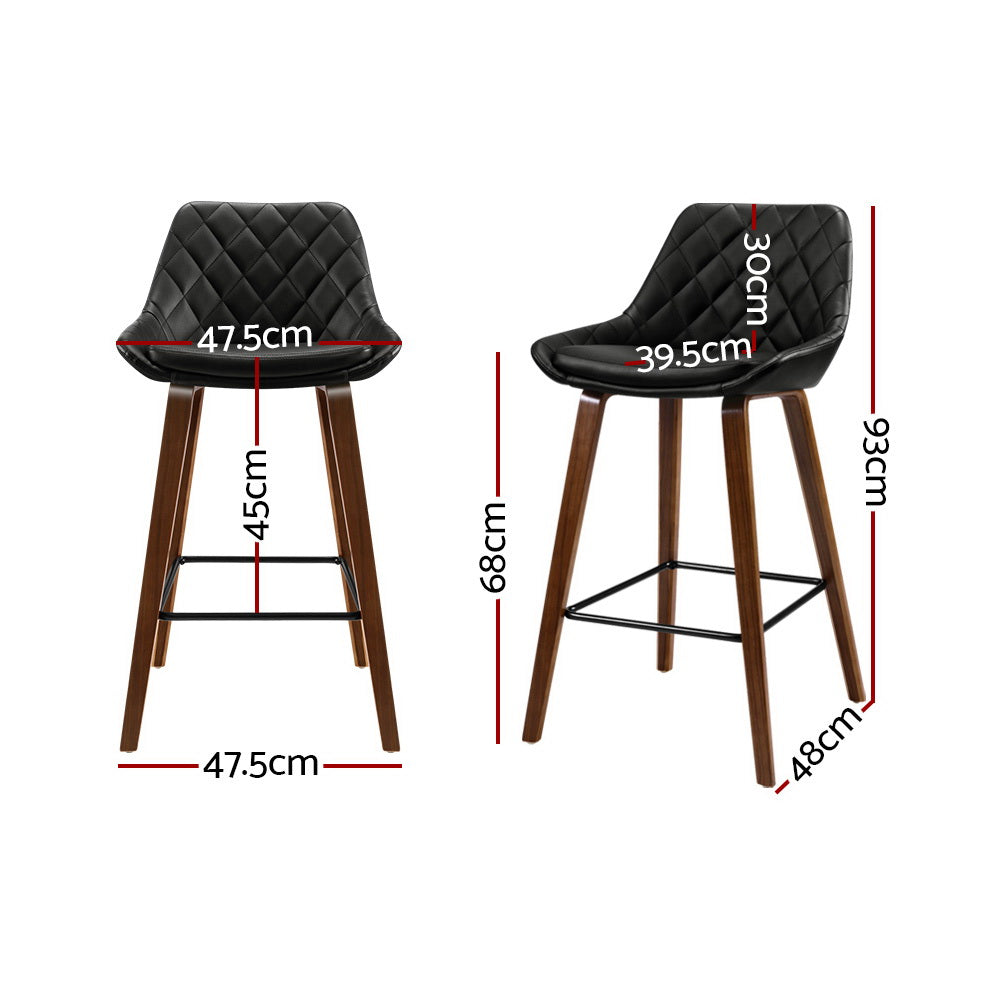 Table & Bar Stools: Artiss 2x Bar Stools PU Seat Wooden