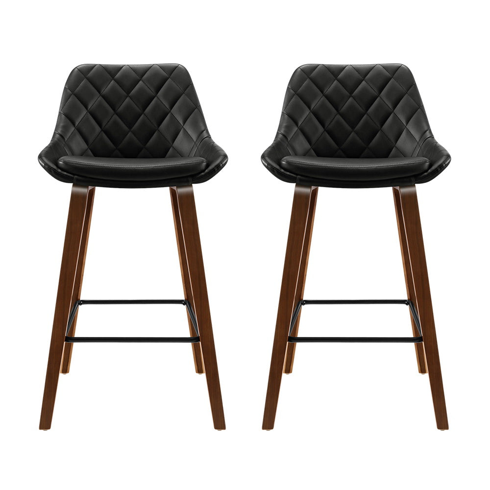 Table & Bar Stools: Artiss 2x Bar Stools PU Seat Wooden