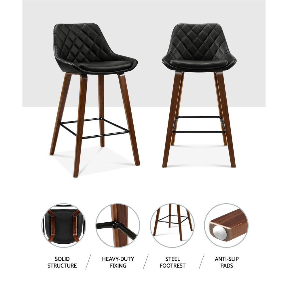 Table & Bar Stools: Artiss 2x Bar Stools PU Seat Wooden