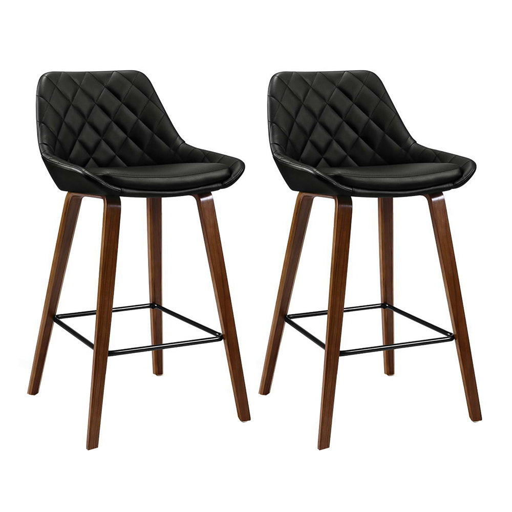 Table & Bar Stools: Artiss 2x Bar Stools PU Seat Wooden