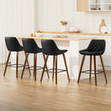 Table & Bar Stools: Artiss 4x Bar Stools PU Seat Wooden