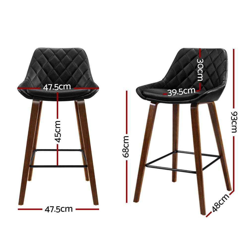 Table & Bar Stools: Artiss 4x Bar Stools PU Seat Wooden