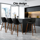 Table & Bar Stools: Artiss 4x Bar Stools PU Seat Wooden
