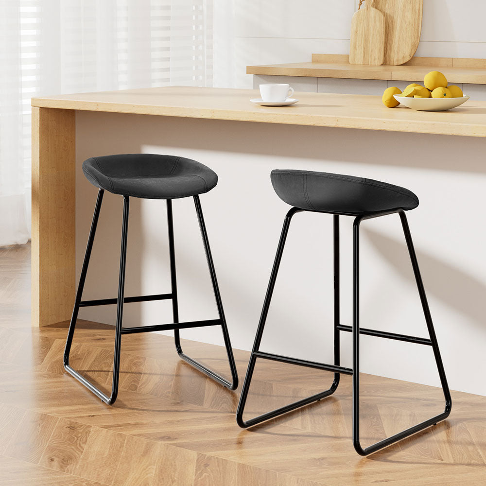 Table & Bar Stools: Artiss 2x Bar Stools Kitchen Dining Chairs Counter Stool PU Leather Metal