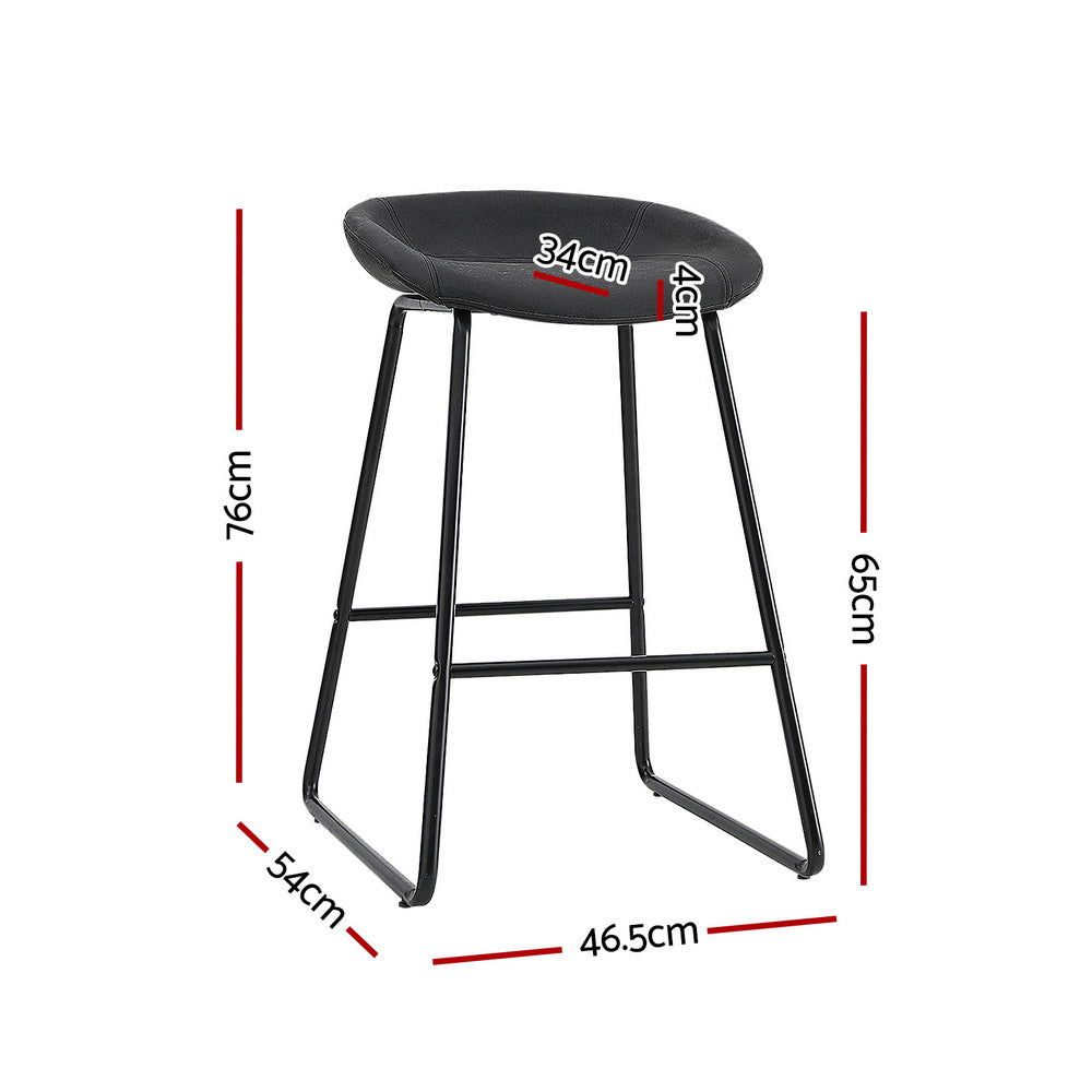Table & Bar Stools: Artiss 2x Bar Stools Kitchen Dining Chairs Counter Stool PU Leather Metal
