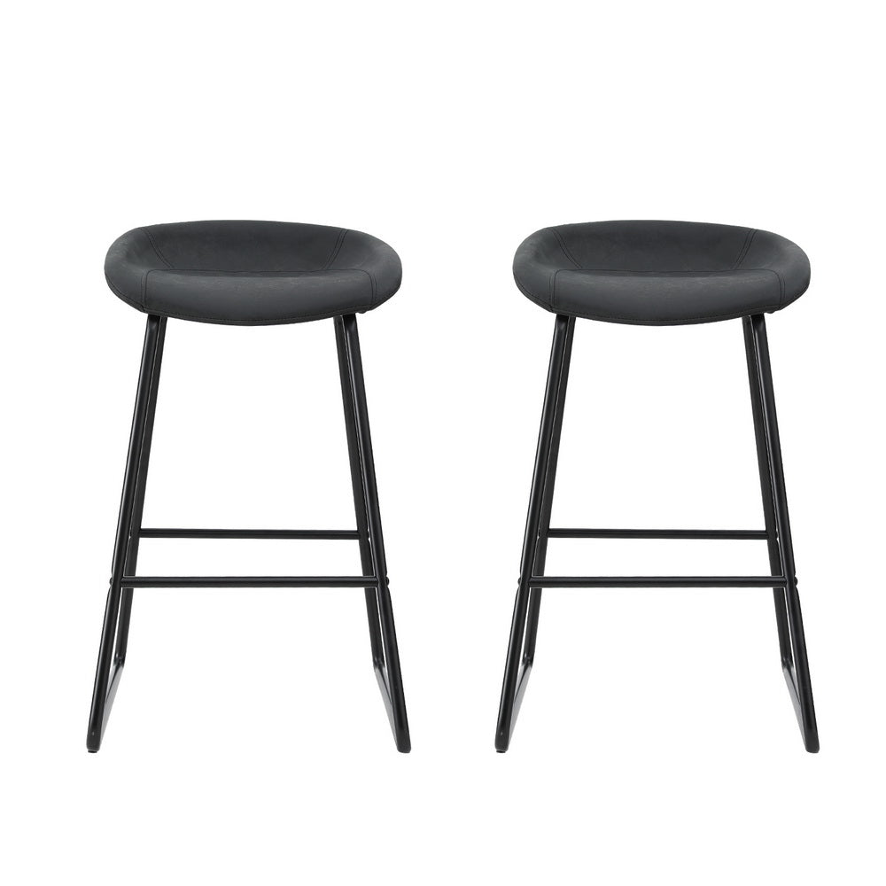 Table & Bar Stools: Artiss 2x Bar Stools Kitchen Dining Chairs Counter Stool PU Leather Metal