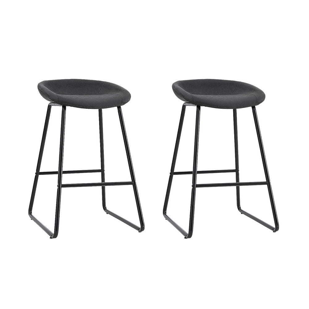 Table & Bar Stools: Artiss 2x Bar Stools Kitchen Dining Chairs Counter Stool PU Leather Metal