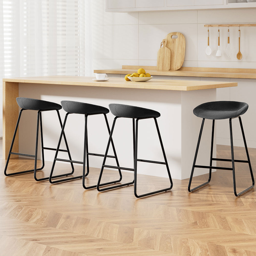 Table & Bar Stools: Artiss 4x Bar Stools Kitchen Dining Chairs Counter Stool PU Leather Metal