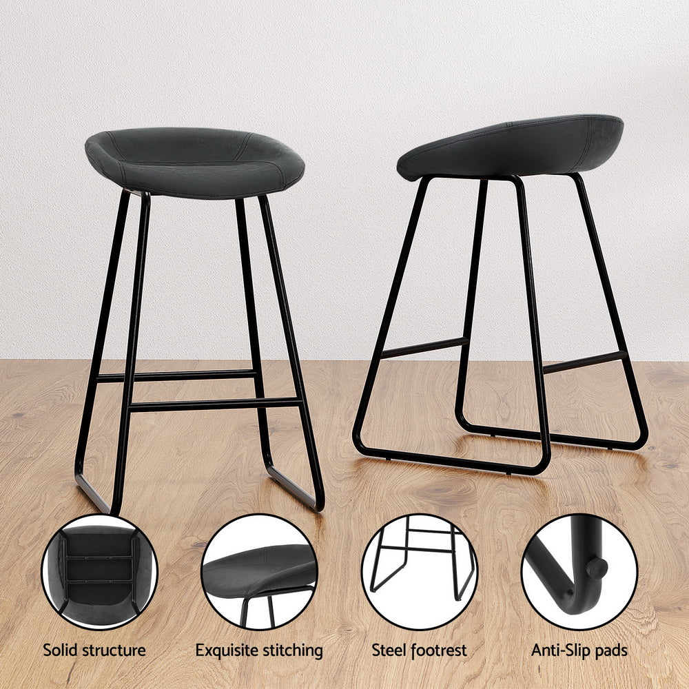 Table & Bar Stools: Artiss 4x Bar Stools Kitchen Dining Chairs Counter Stool PU Leather Metal