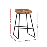 Artiss 2x Bar Stools Kitchen Dining Chairs Counter Stool PU Leather Metal Brown