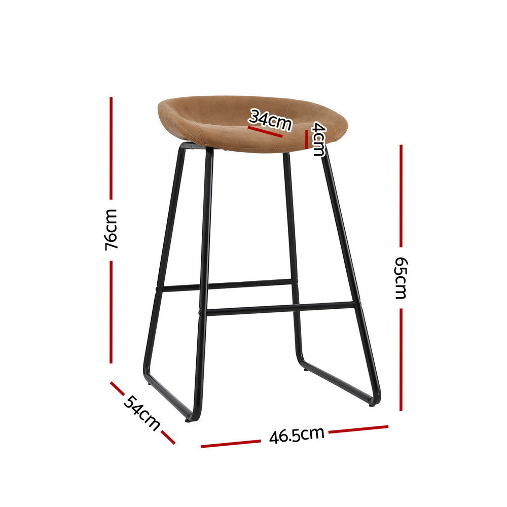 Table & Bar Stools: Artiss 4x Bar Stools Kitchen Dining Chairs Counter Stool PU Leather Metal Brown