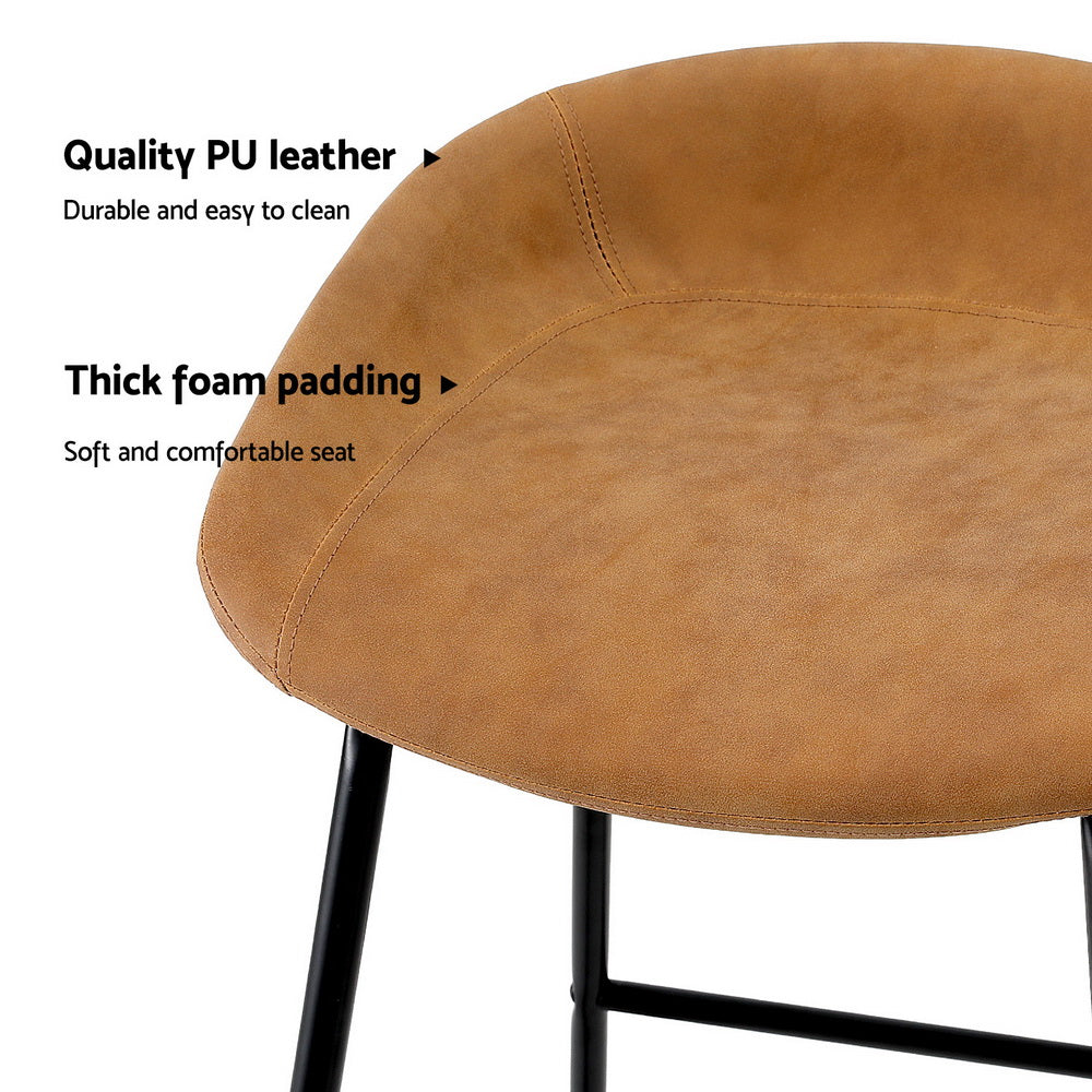 Table & Bar Stools: Artiss 4x Bar Stools Kitchen Dining Chairs Counter Stool PU Leather Metal Brown