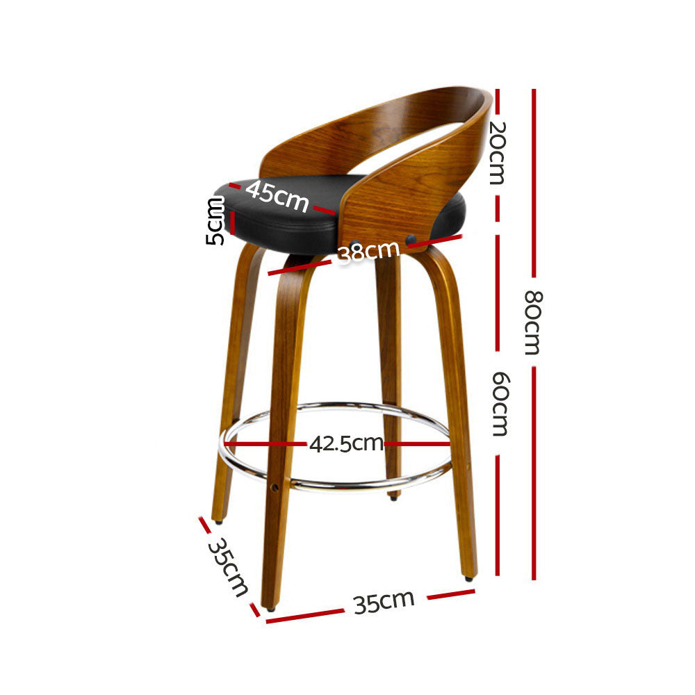 Table & Bar Stools: Artiss 2x Bar Stools Swivel Seat Curving Backrest