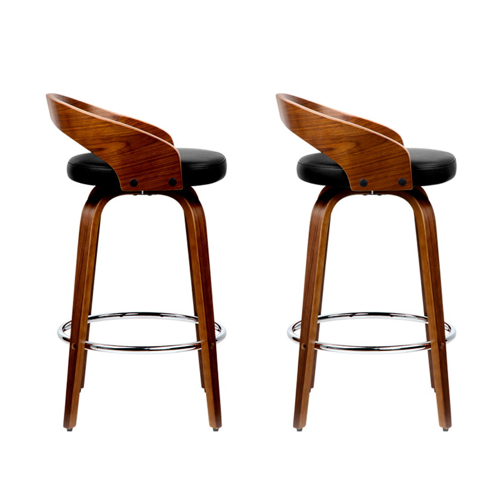 Table & Bar Stools: Artiss 2x Bar Stools Swivel Seat Curving Backrest
