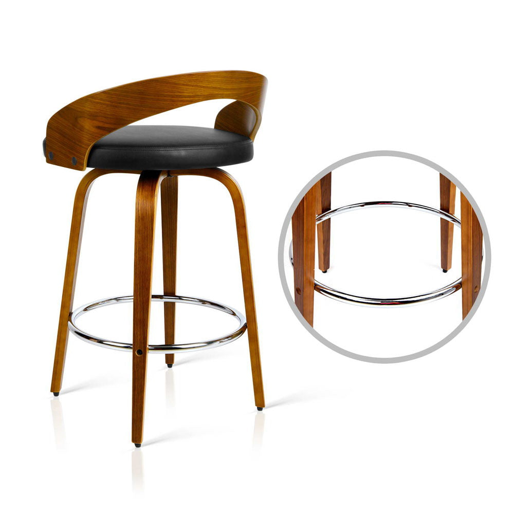 Table & Bar Stools: Artiss 2x Bar Stools Swivel Seat Curving Backrest