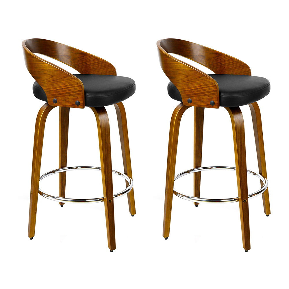 Table & Bar Stools: Artiss 2x Bar Stools Swivel Seat Curving Backrest