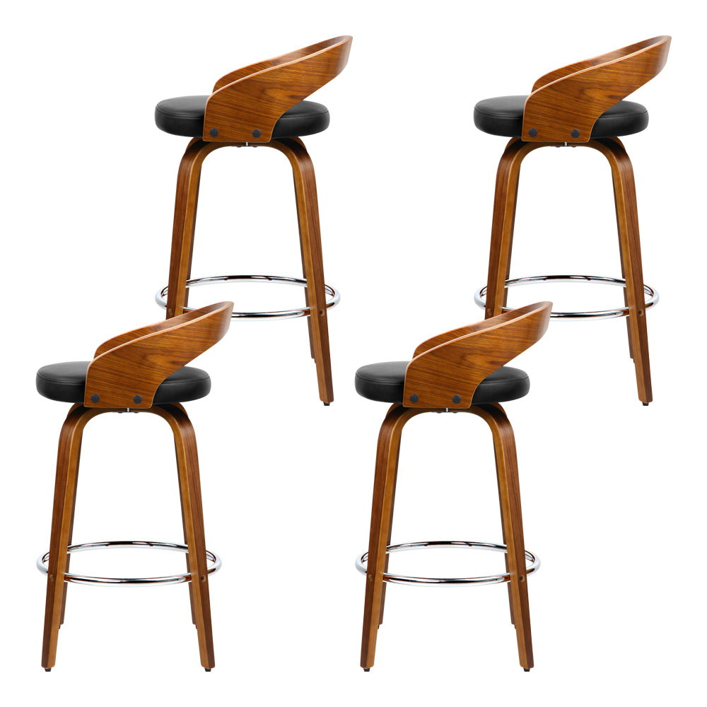 Table & Bar Stools: Artiss 4x Bar Stools Swivel Seat Curving Backrest