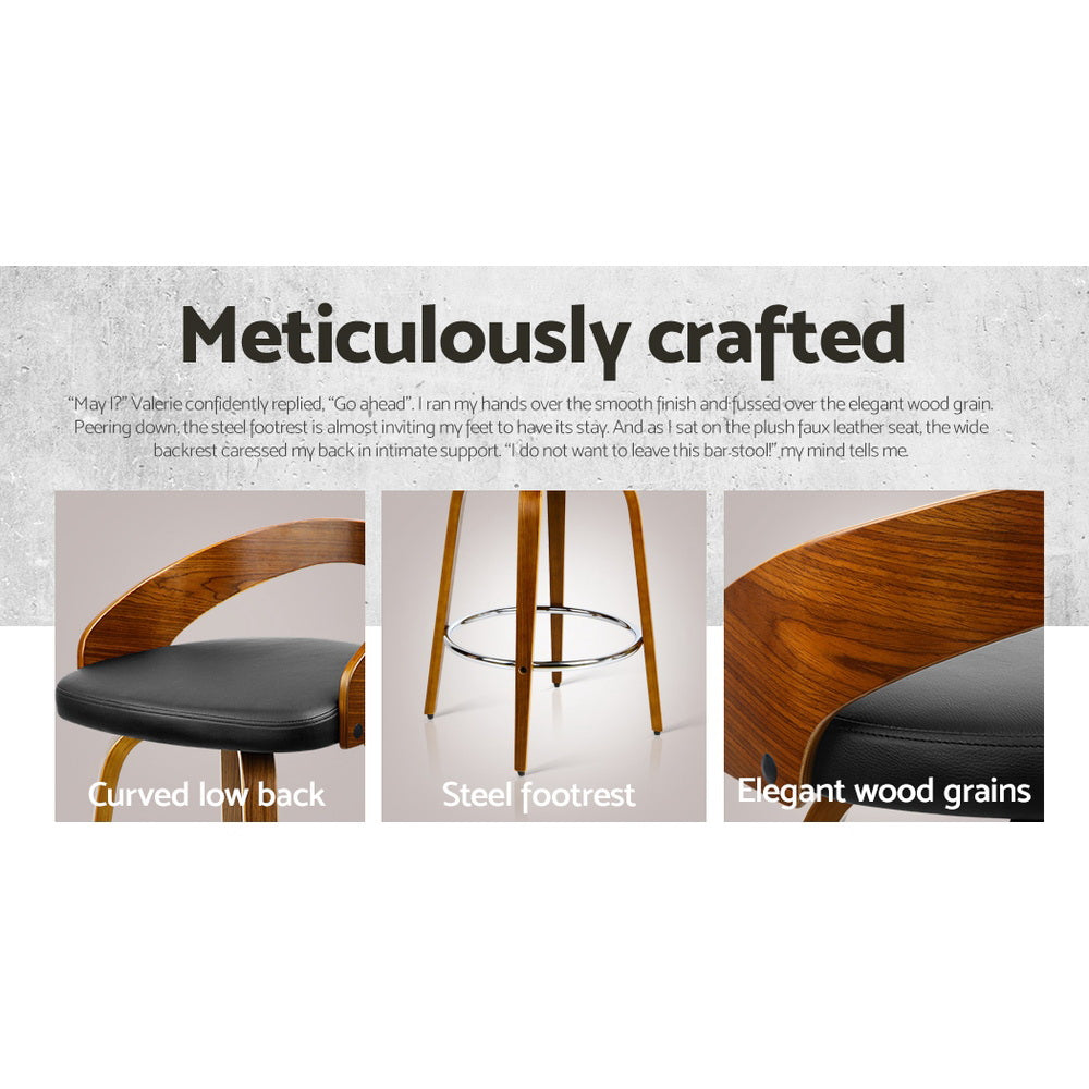 Table & Bar Stools: Artiss 4x Bar Stools Swivel Seat Curving Backrest