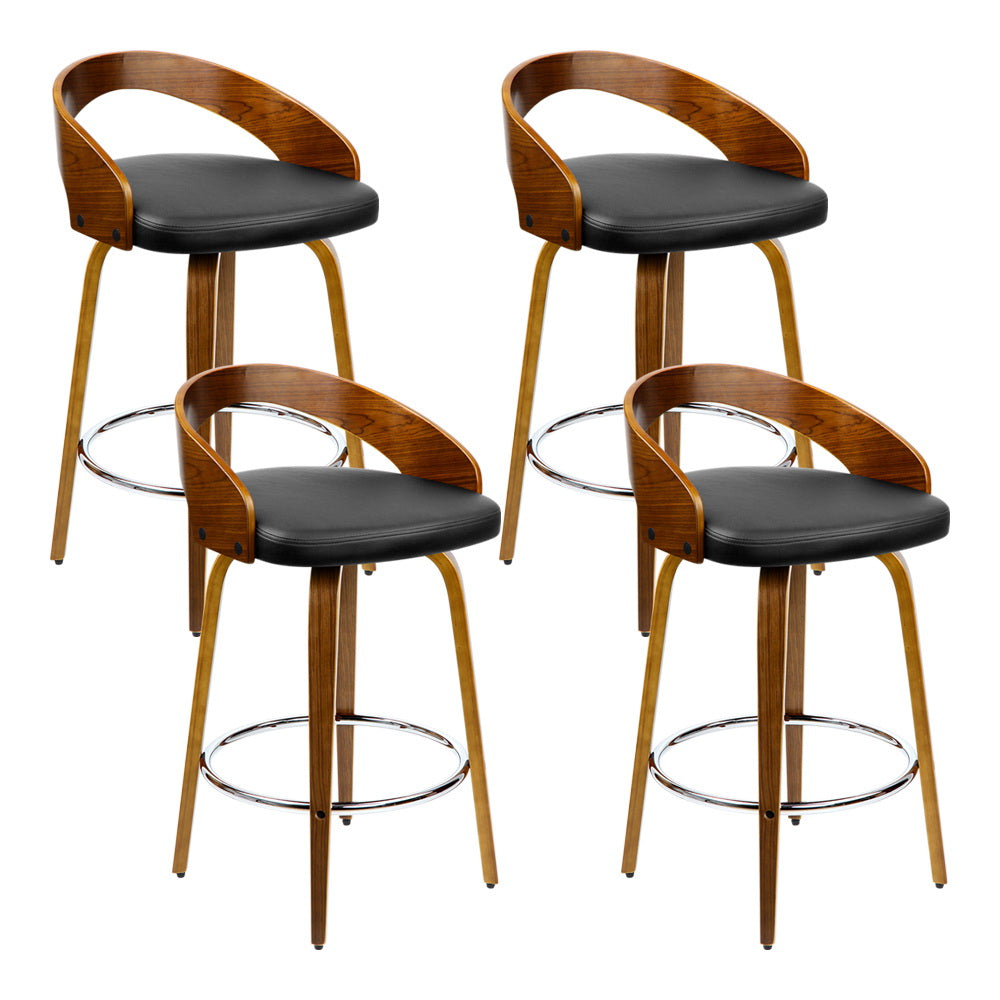 Table & Bar Stools: Artiss 4x Bar Stools Swivel Seat Curving Backrest